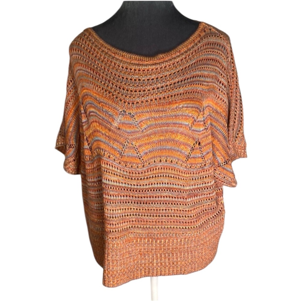 Short Sleeve Colorful Knit Sweater